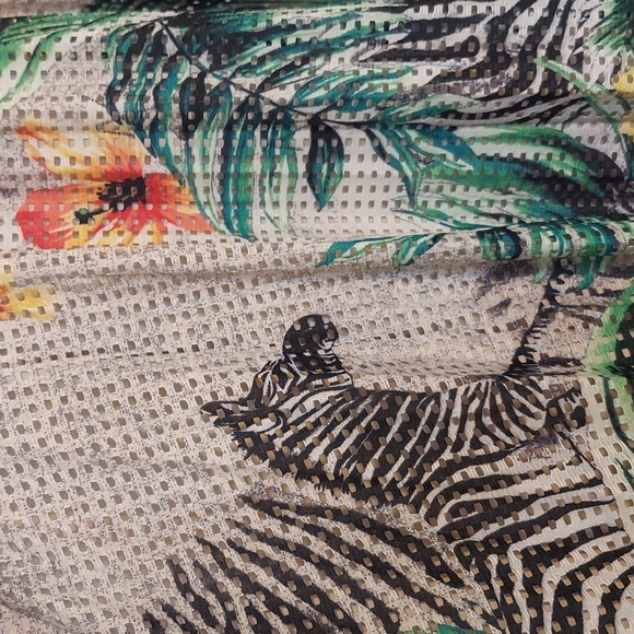 New York & Company Tropical Floral Zebra Print Skirt Eyelet Overlay Size Medium - Picture 7 of 16